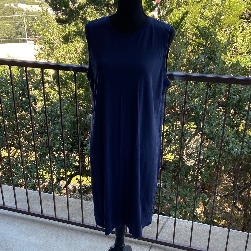 Eileen Fisher Midnight Blue Midi Dress. Sz Large